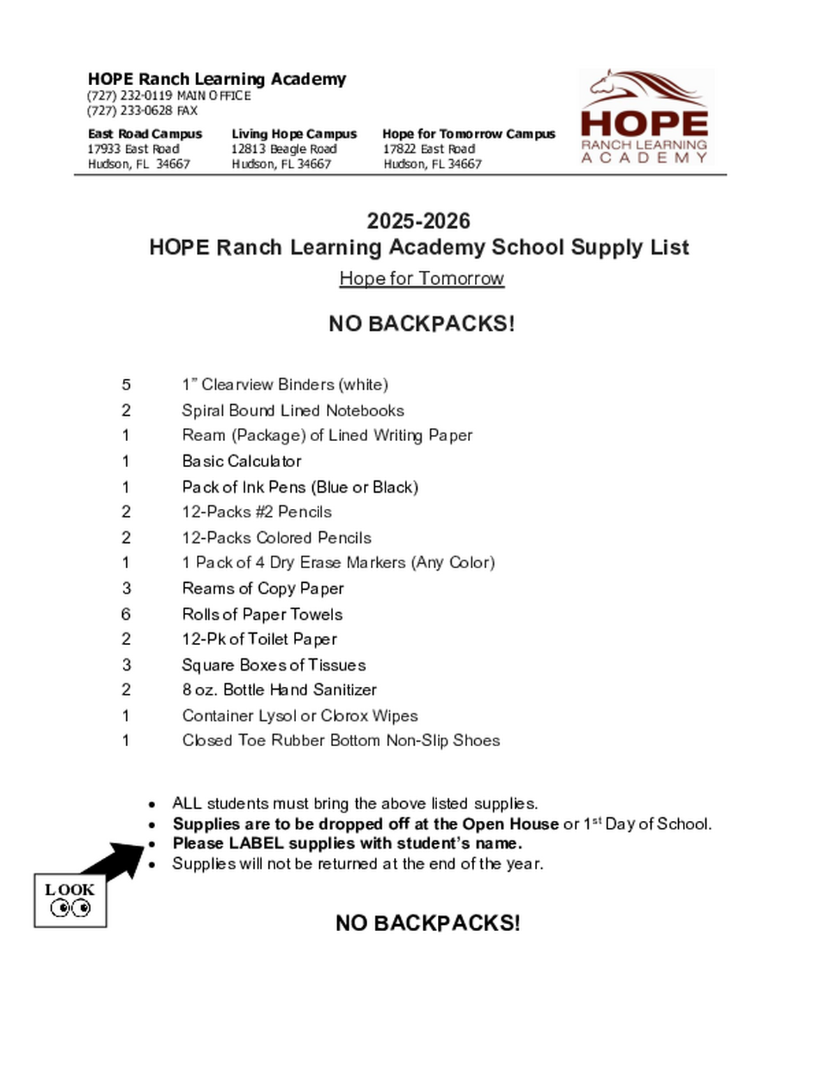 2025-2026 Supply List HFT